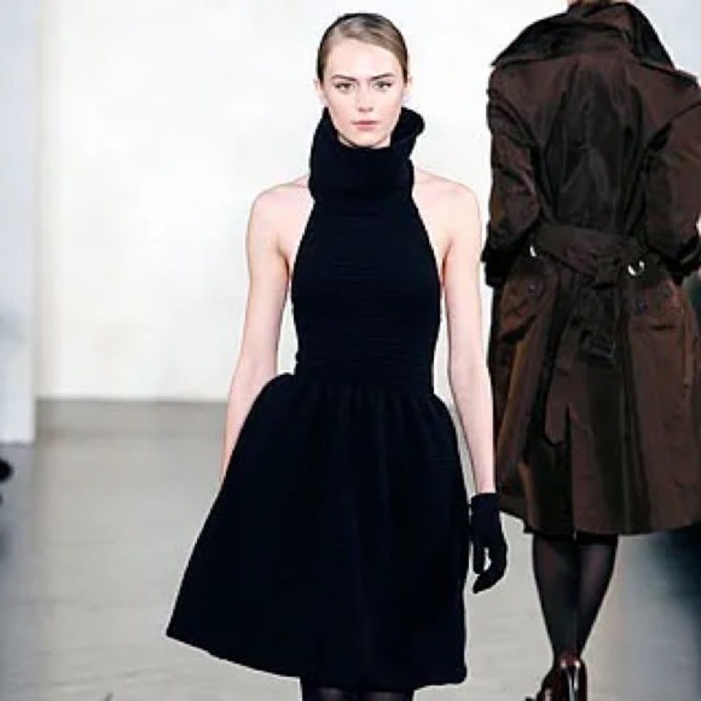 Ralph Lauren Fall Runway Collection Chocolate Brown Silk Funnel Neck Dress - Picture 14 of 16